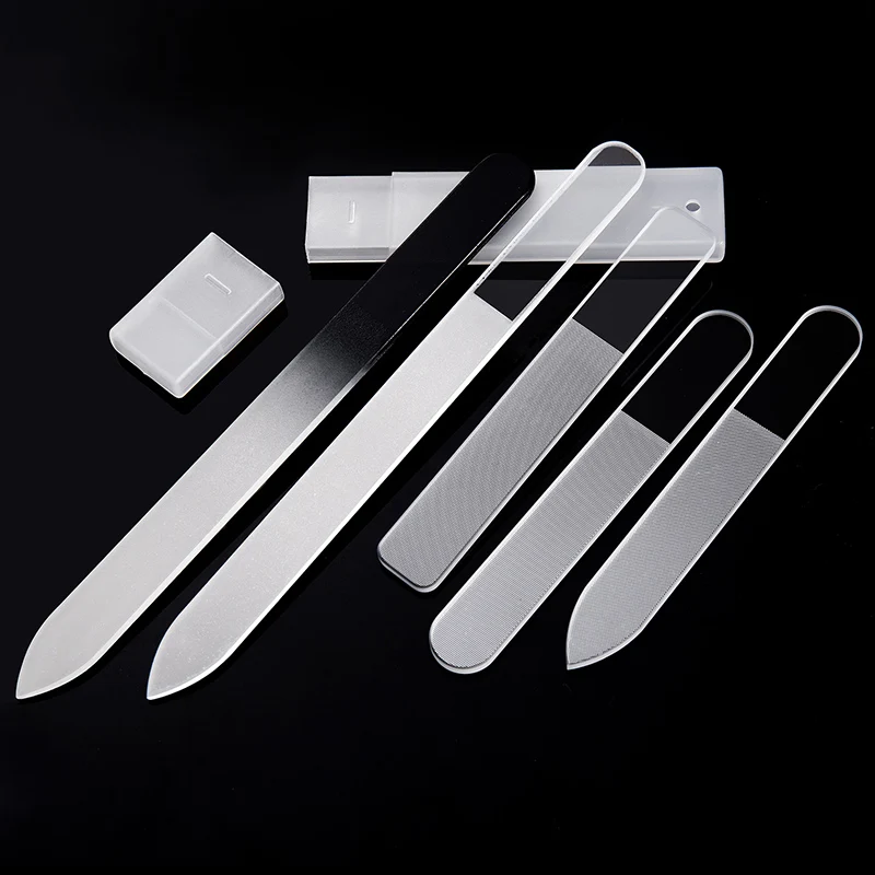 Clear Glass Nail File Buffing Grit Sanding Polishing Grinding Manicure Nail Art Tools Set Professional Glass Nano Nail Saw