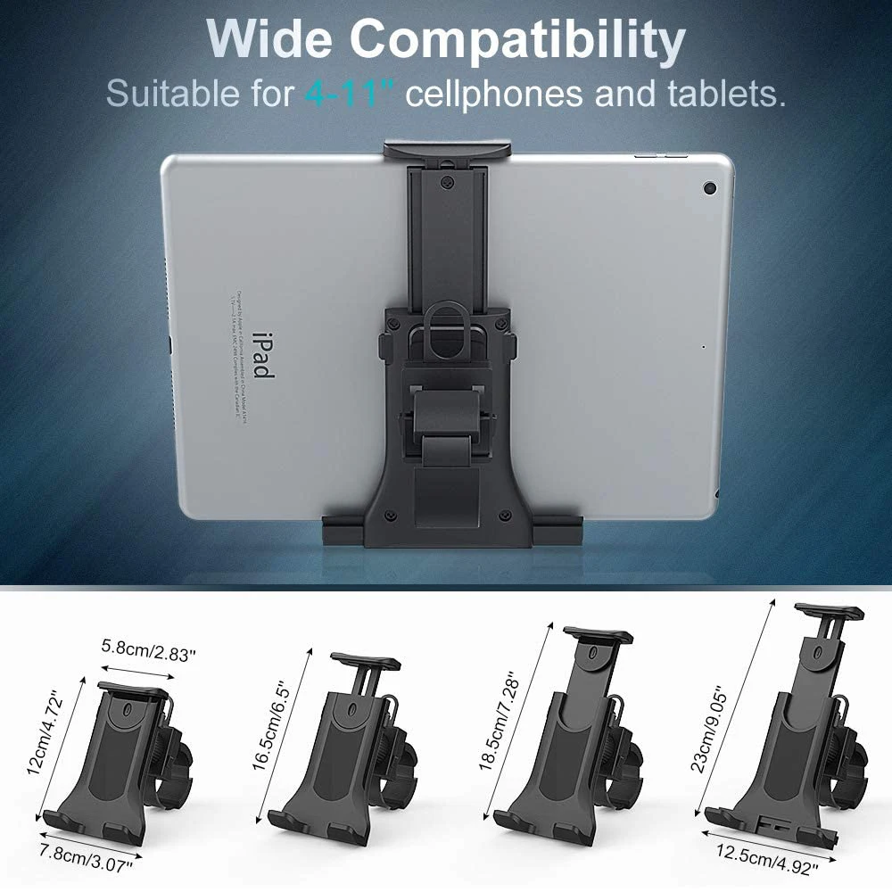 Bike Bicycle Tablet Holder Universal 4-11 Inch Indoor Gym Treadmill Handlebar Tablet Holder Stand Support For iPad iPhone