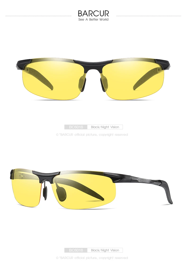 BARCUR Sport Classic Design Aluminum Sunglasses Men Women Polarized Anti-Reflective Photochromic Sun Glasses UV400
