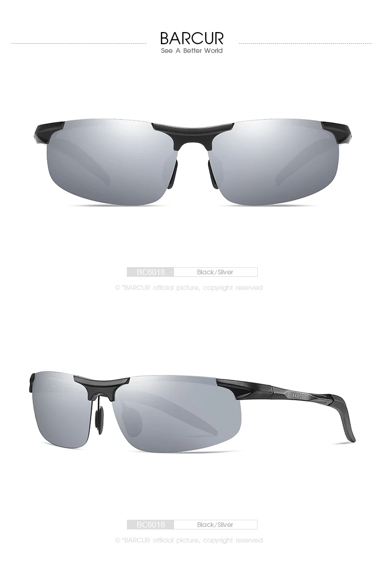 BARCUR Sport Classic Design Aluminum Sunglasses Men Women Polarized Anti-Reflective Photochromic Sun Glasses UV400
