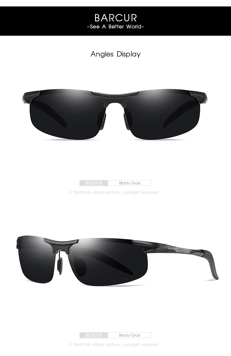 BARCUR Sport Classic Design Aluminum Sunglasses Men Women Polarized Anti-Reflective Photochromic Sun Glasses UV400