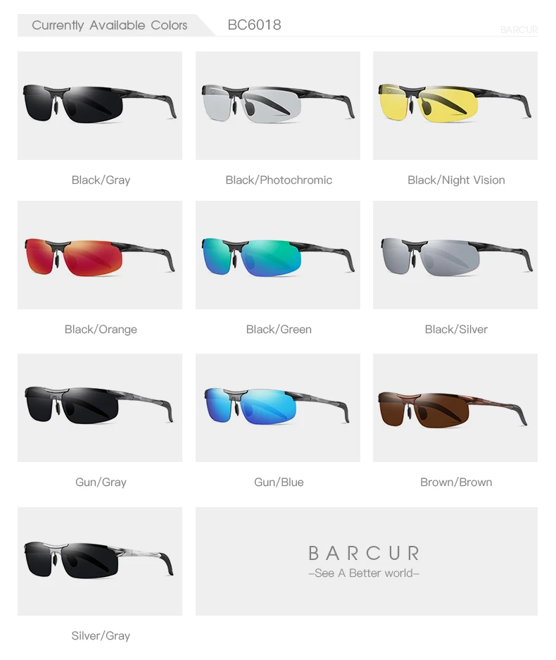 BARCUR Sport Classic Design Aluminum Sunglasses Men Women Polarized Anti-Reflective Photochromic Sun Glasses UV400