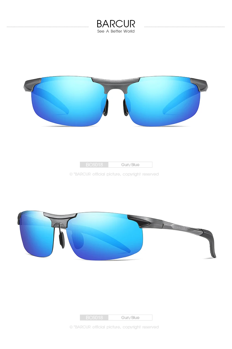 BARCUR Sport Classic Design Aluminum Sunglasses Men Women Polarized Anti-Reflective Photochromic Sun Glasses UV400