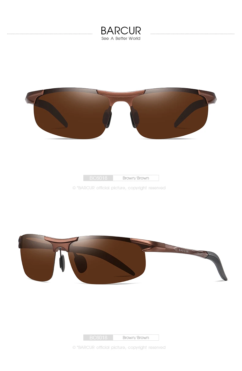 BARCUR Sport Classic Design Aluminum Sunglasses Men Women Polarized Anti-Reflective Photochromic Sun Glasses UV400