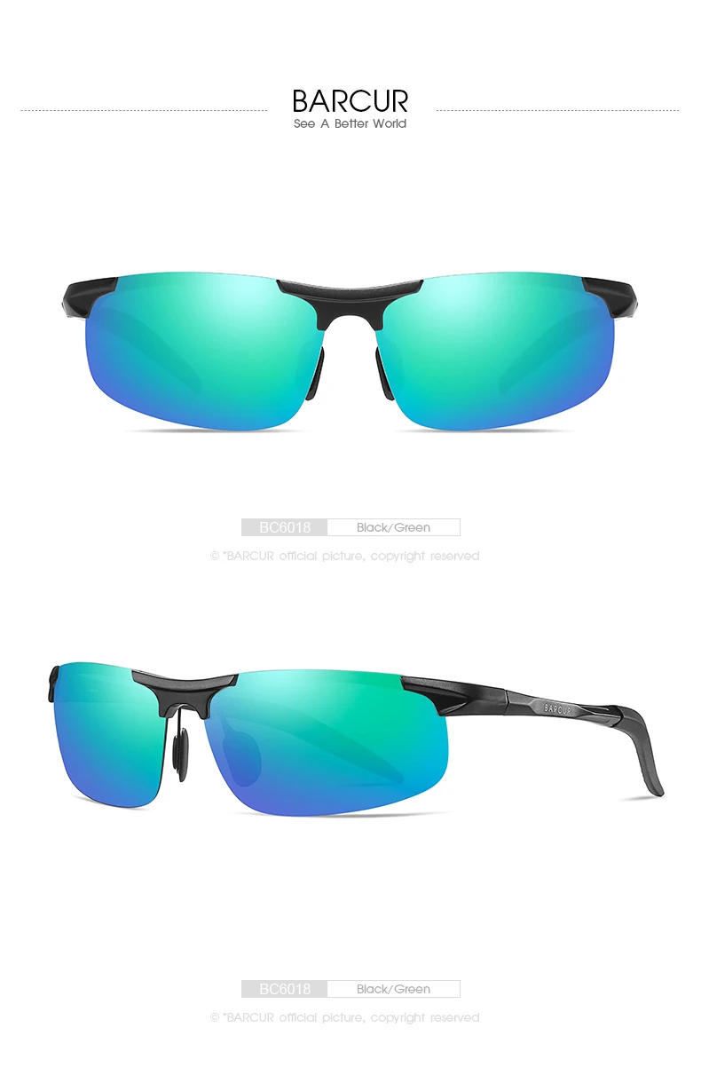 BARCUR Sport Classic Design Aluminum Sunglasses Men Women Polarized Anti-Reflective Photochromic Sun Glasses UV400