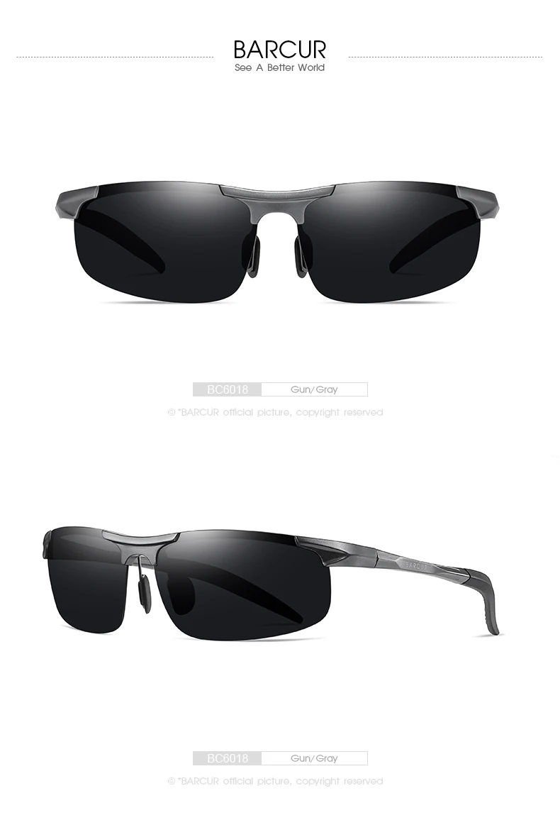 BARCUR Sport Classic Design Aluminum Sunglasses Men Women Polarized Anti-Reflective Photochromic Sun Glasses UV400