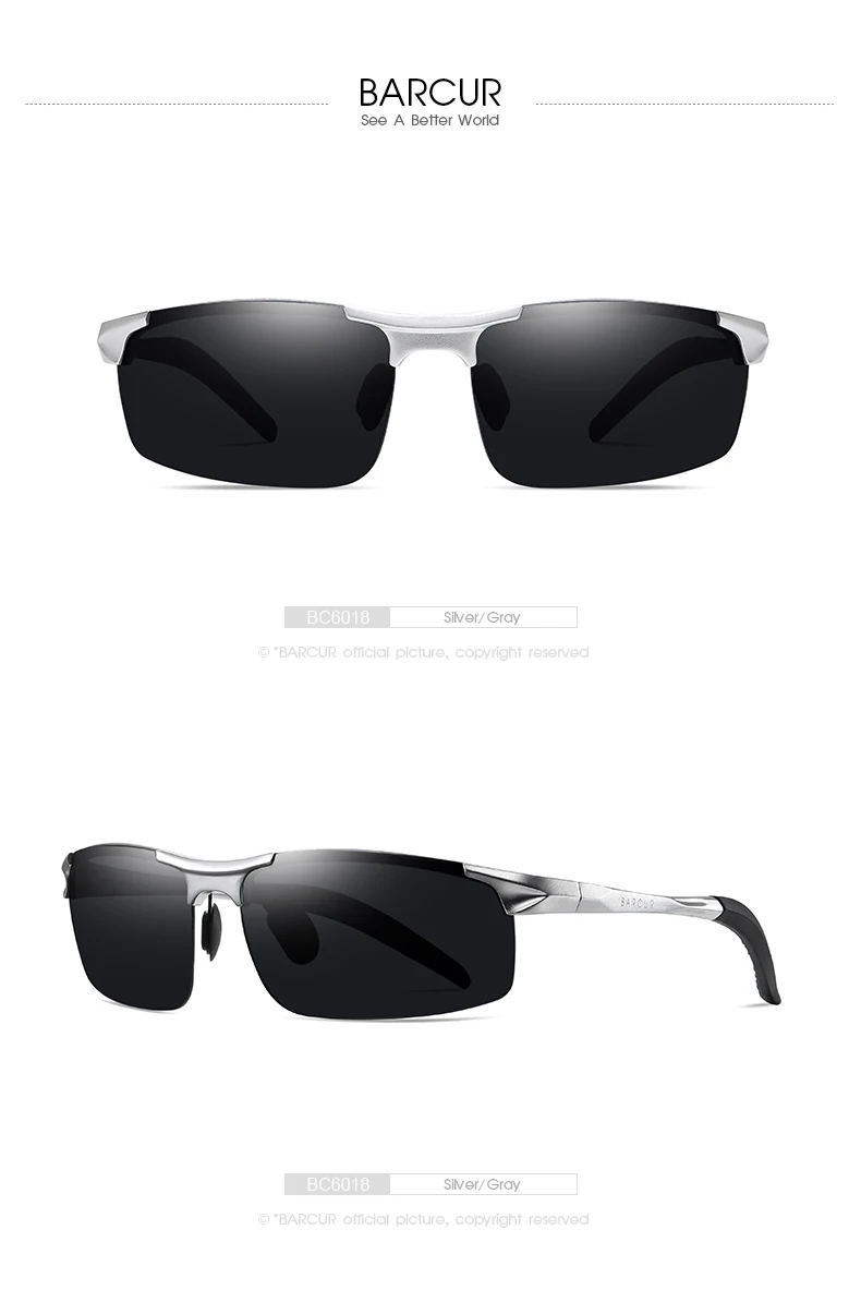 BARCUR Sport Classic Design Aluminum Sunglasses Men Women Polarized Anti-Reflective Photochromic Sun Glasses UV400