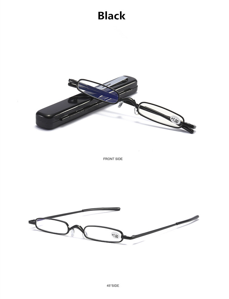 Metal Frame Exquisite Mini Presbyopia Glasses Women Man Resin Lens Portable Pen Holder Ultra Small Reading Glasses +1.0 To +4.0