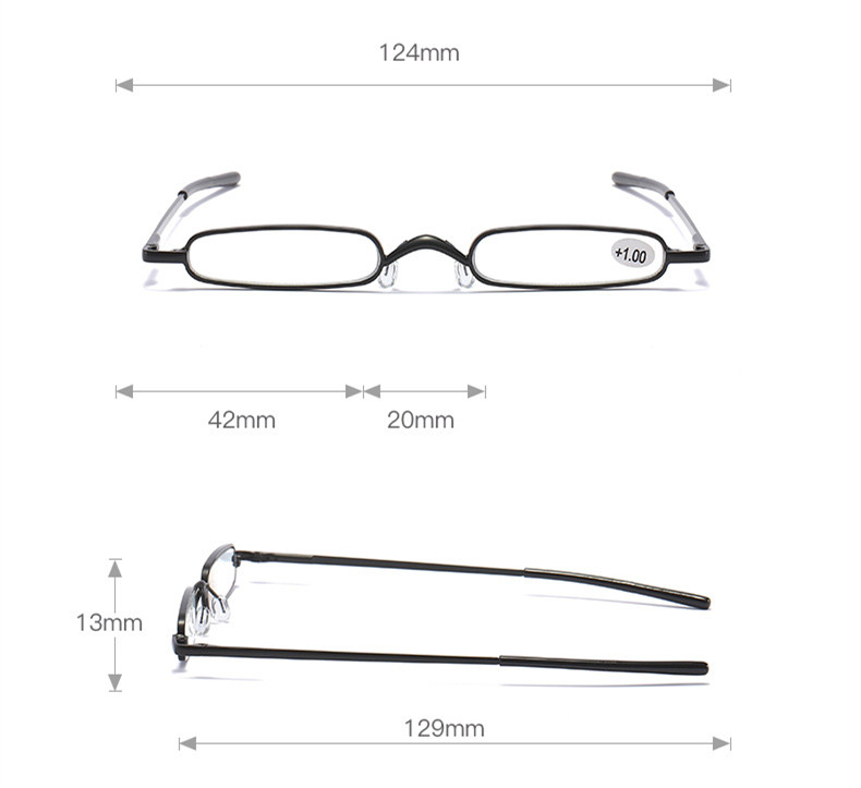 Metal Frame Exquisite Mini Presbyopia Glasses Women Man Resin Lens Portable Pen Holder Ultra Small Reading Glasses +1.0 To +4.0