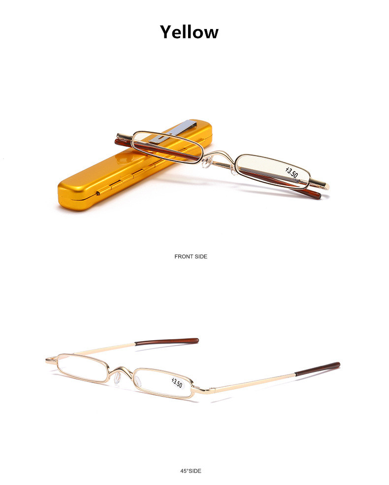 Metal Frame Exquisite Mini Presbyopia Glasses Women Man Resin Lens Portable Pen Holder Ultra Small Reading Glasses +1.0 To +4.0