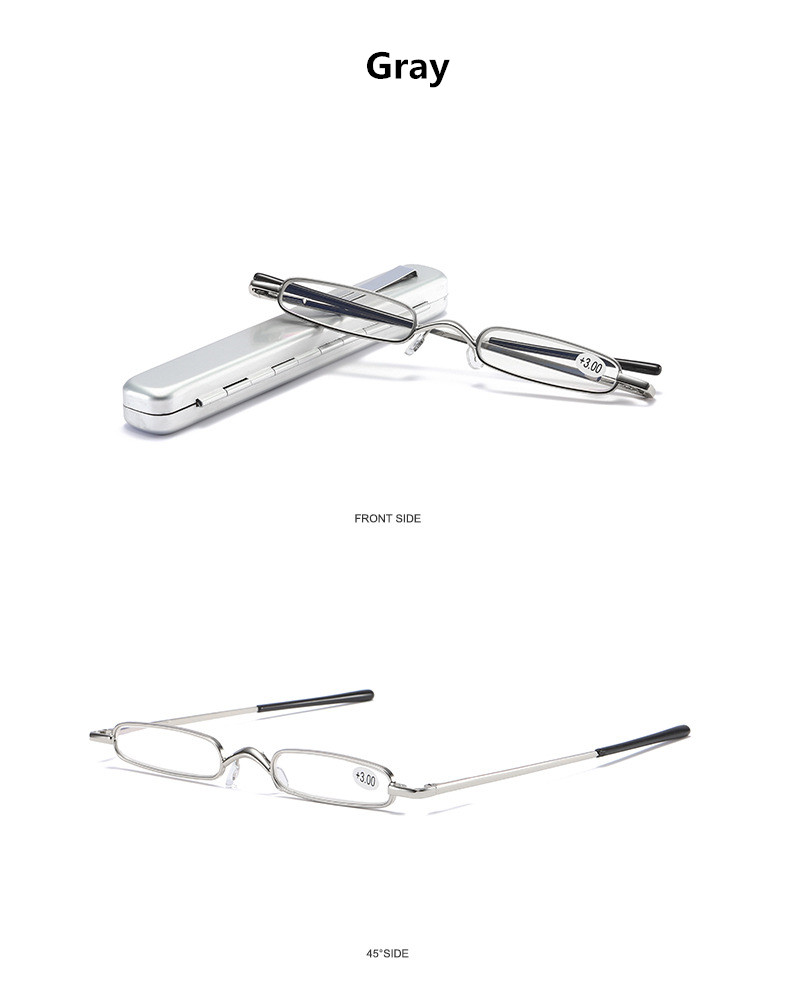 Metal Frame Exquisite Mini Presbyopia Glasses Women Man Resin Lens Portable Pen Holder Ultra Small Reading Glasses +1.0 To +4.0