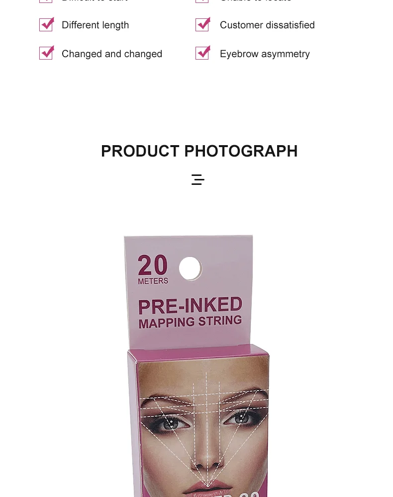 20M Mapping Pre-ink String for Microblading Eyebow Make Up Dyeing Liner Thread Semi Permanent Positioning Eyebrow Measuring Tool