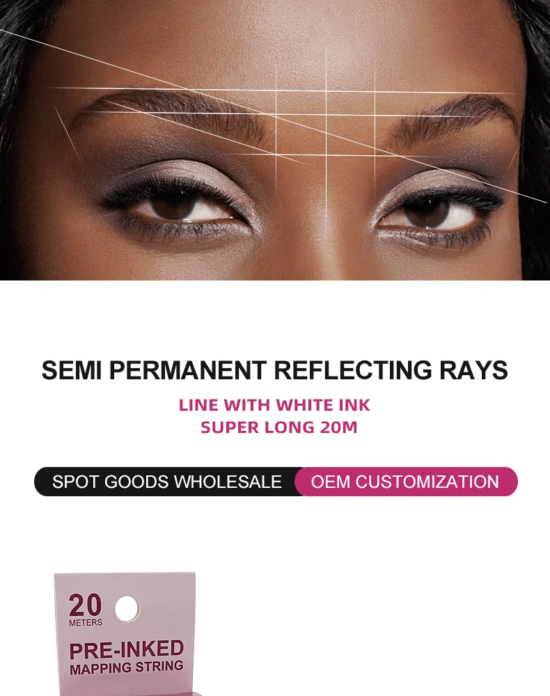 20M Mapping Pre-ink String for Microblading Eyebow Make Up Dyeing Liner Thread Semi Permanent Positioning Eyebrow Measuring Tool
