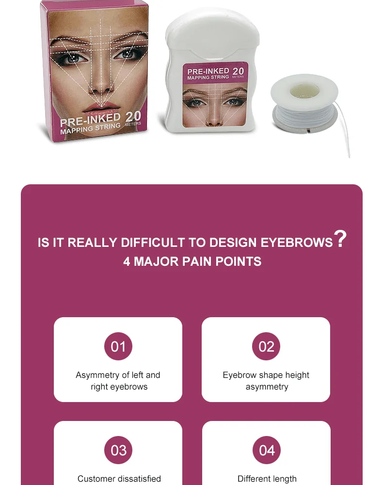 20M Mapping Pre-ink String for Microblading Eyebow Make Up Dyeing Liner Thread Semi Permanent Positioning Eyebrow Measuring Tool