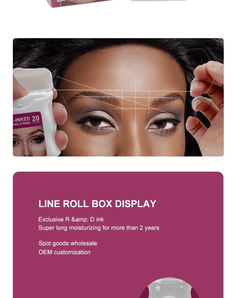 20M Mapping Pre-ink String for Microblading Eyebow Make Up Dyeing Liner Thread Semi Permanent Positioning Eyebrow Measuring Tool