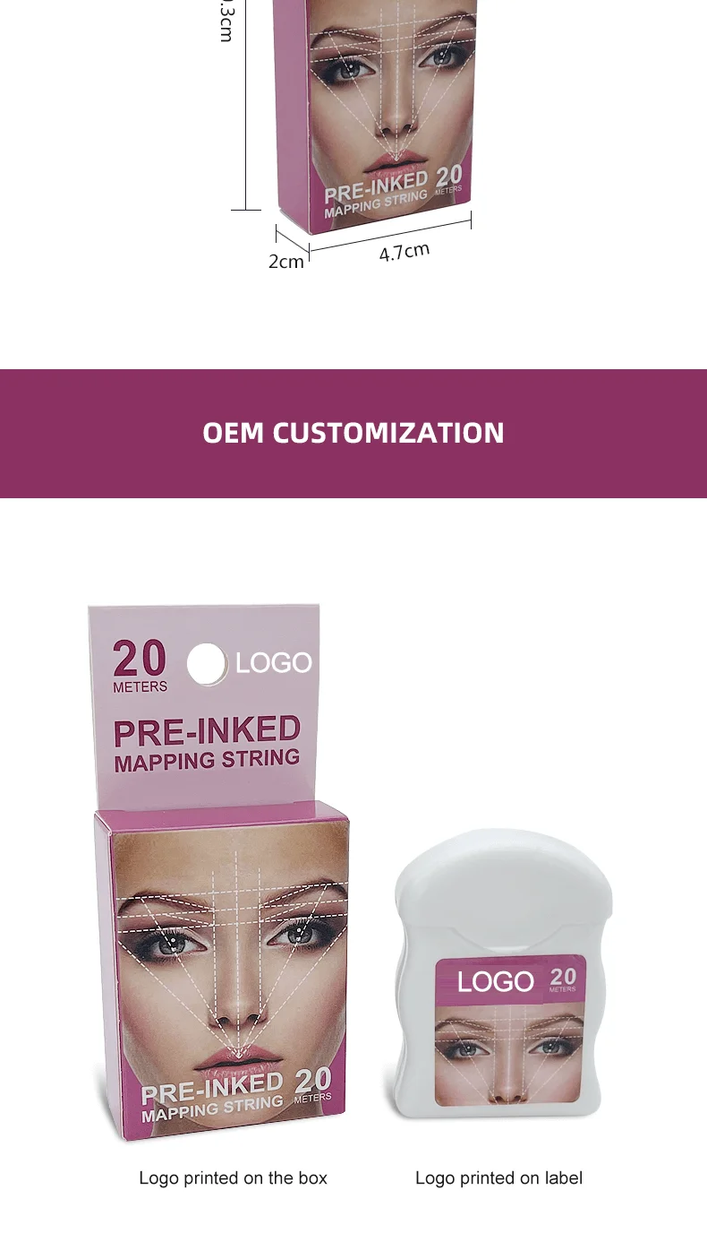 20M Mapping Pre-ink String for Microblading Eyebow Make Up Dyeing Liner Thread Semi Permanent Positioning Eyebrow Measuring Tool