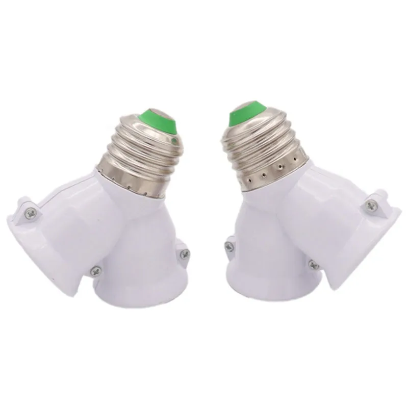 White E27 to 2 E27 Lamp Base Led Lighting Double Screw Bulb Socket Converter Saving LED Light Halogen Lamp Holder 3A