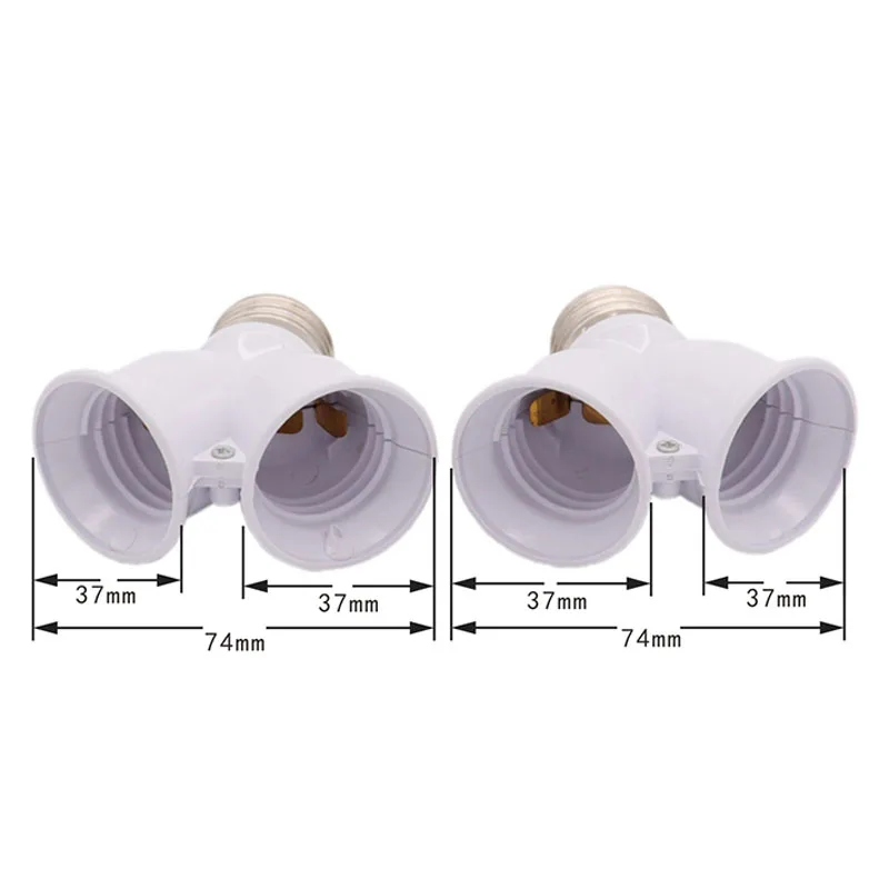 White E27 to 2 E27 Lamp Base Led Lighting Double Screw Bulb Socket Converter Saving LED Light Halogen Lamp Holder 3A