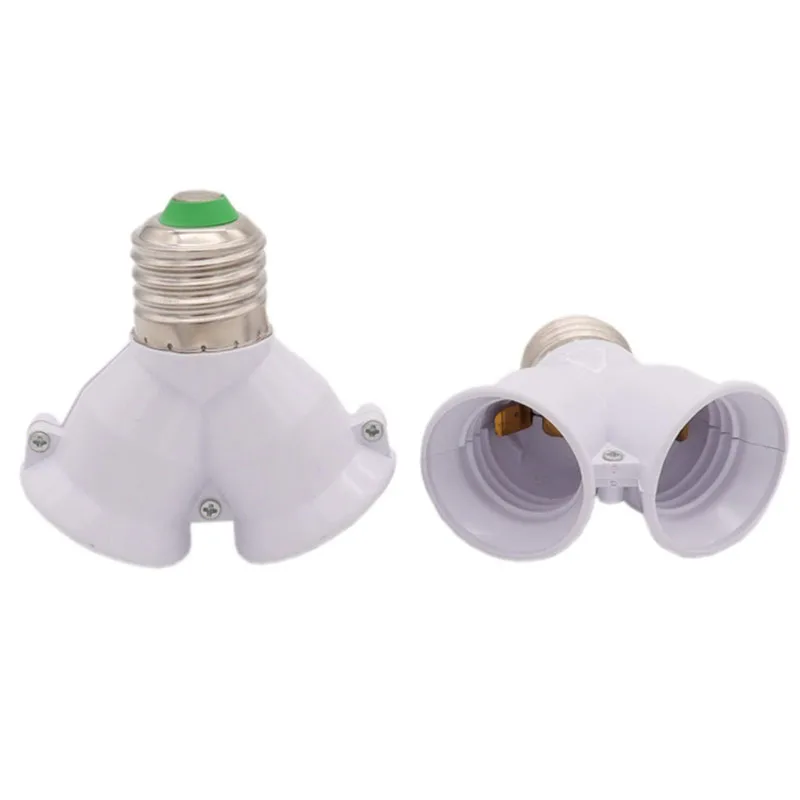 White E27 to 2 E27 Lamp Base Led Lighting Double Screw Bulb Socket Converter Saving LED Light Halogen Lamp Holder 3A