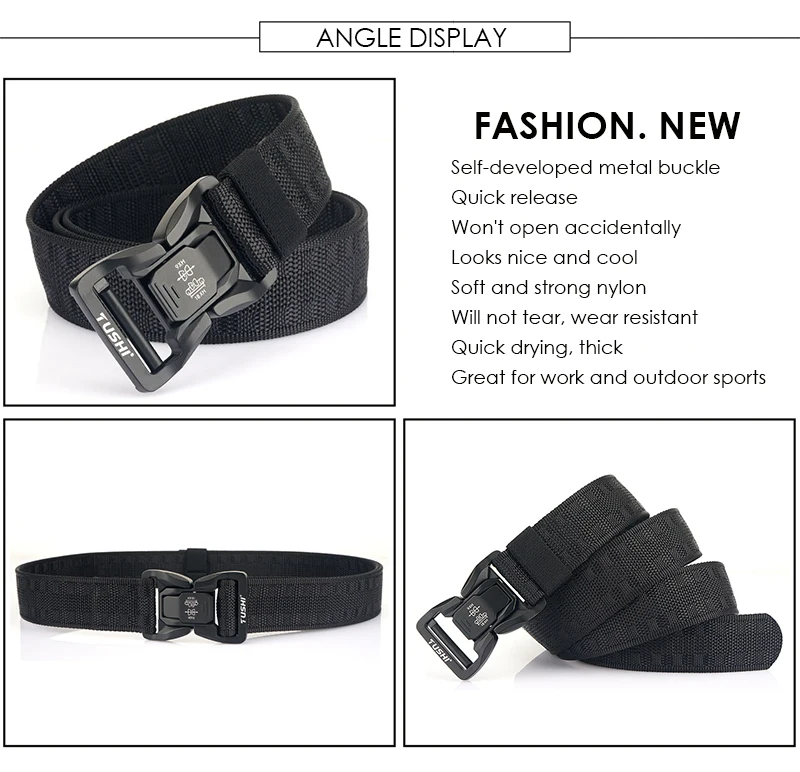 VATLTY New Tactical Outdoor Belt for Men Alloy Buckle Quick Release Combat Casual Belt Jeans Black Waistband Girdles Male