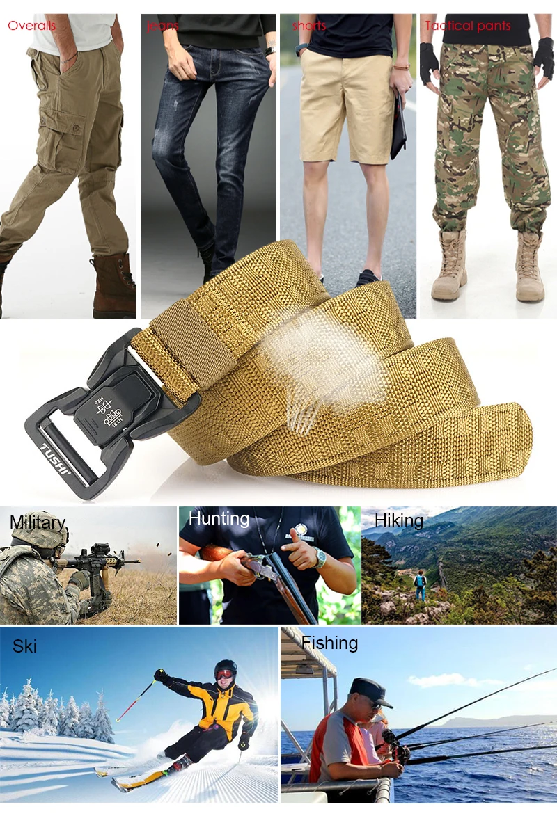 VATLTY New Tactical Outdoor Belt for Men Alloy Buckle Quick Release Combat Casual Belt Jeans Black Waistband Girdles Male