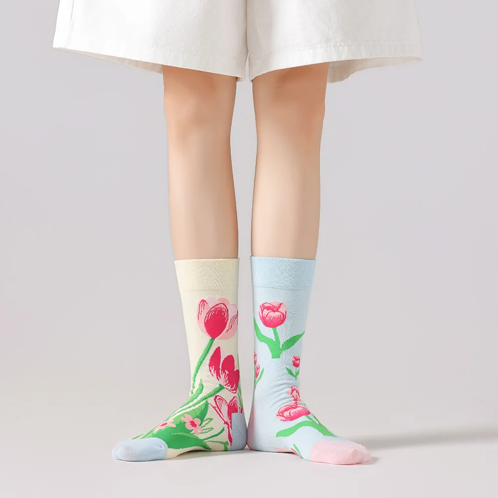 New original AB autumn and winter personalized mid tube combed cotton socks, trendy sports and casual socks