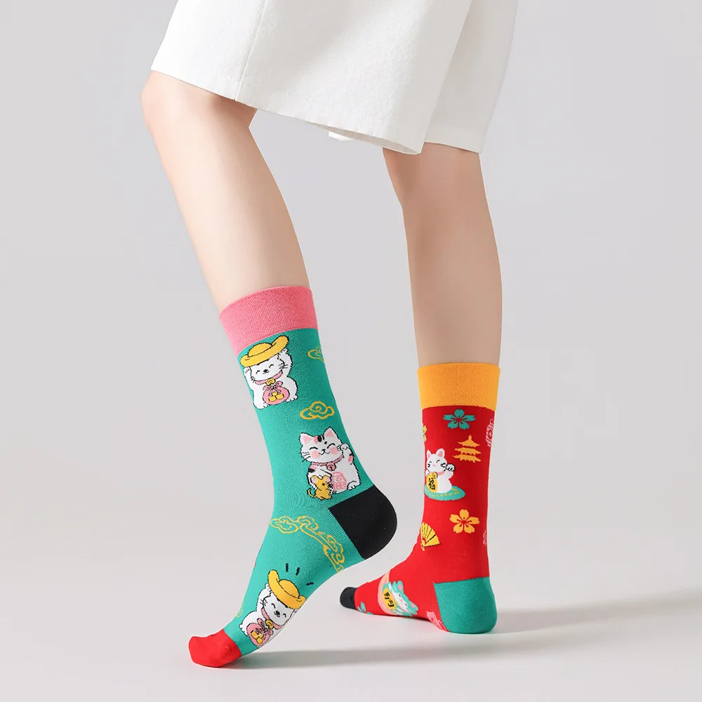 New original AB autumn and winter personalized mid tube combed cotton socks, trendy sports and casual socks