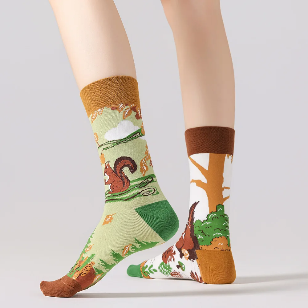 New original AB autumn and winter personalized mid tube combed cotton socks, trendy sports and casual socks