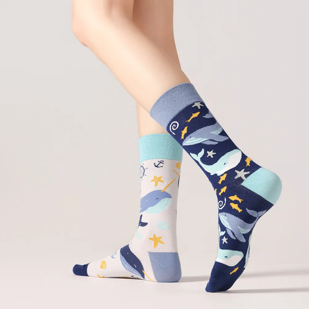 New original AB autumn and winter personalized mid tube combed cotton socks, trendy sports and casual socks