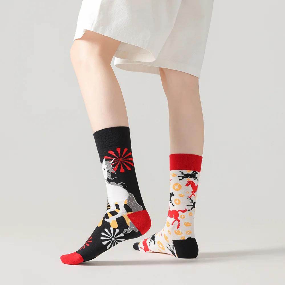 New original AB autumn and winter personalized mid tube combed cotton socks, trendy sports and casual socks