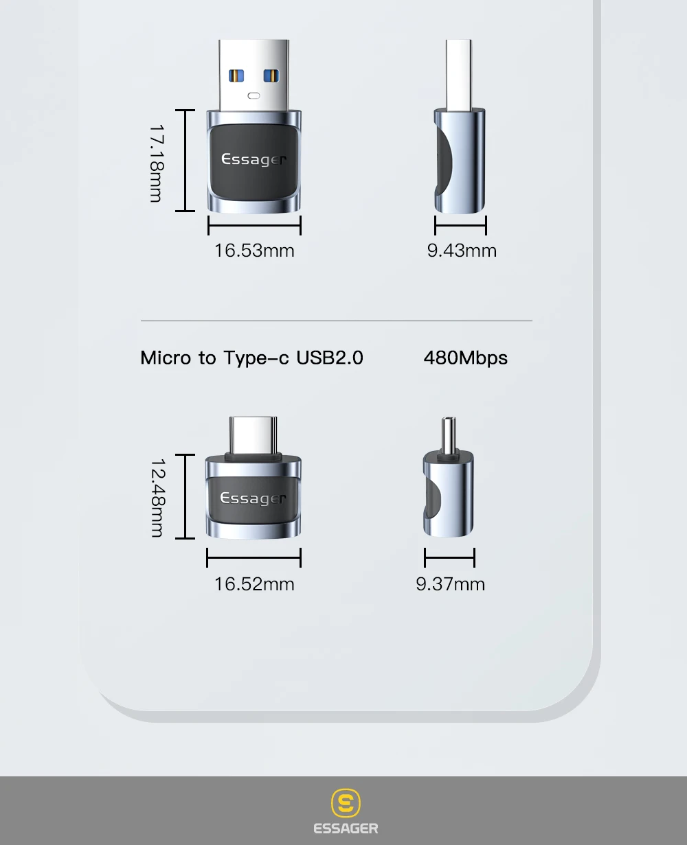 Essager OTG Type C To USB Micro USB To Type C Adapter OTG USB To Type C Adapter For Macbook Xiaomi HUAWEI Samsung OTG Connector