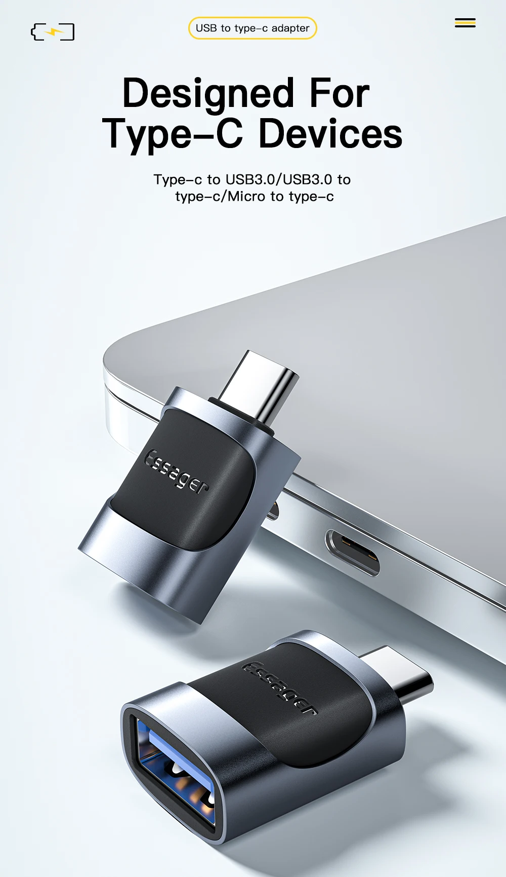Essager OTG Type C To USB Micro USB To Type C Adapter OTG USB To Type C Adapter For Macbook Xiaomi HUAWEI Samsung OTG Connector
