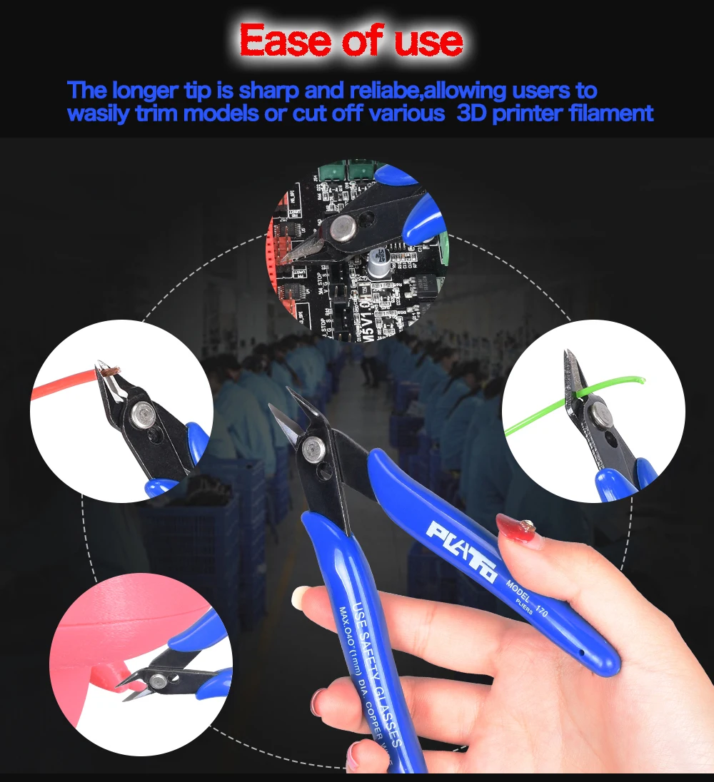 1pcs PLATO 170 Wishful Clamp DIY Electronic Diagonal Pliers Side Cutting Nippers Wire Cutter 3D Printer Parts