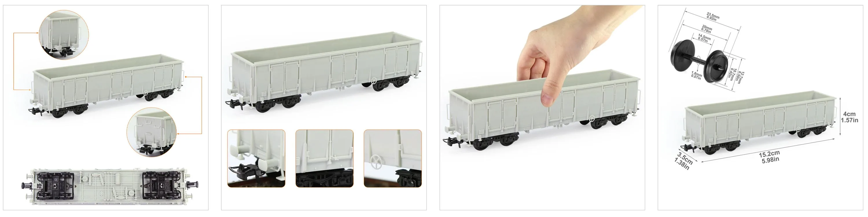 Evemodel 1pc HO Scale 1:87 Blank Unassembled High-side Gondola Car Model Railway Wagon C8742JJ