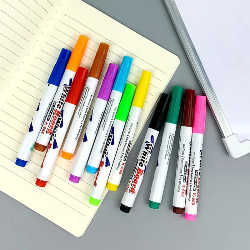 12 Colors Whiteboard Markers Erasable Colorful Marker Pens Liquid Chalk Pens for School Office Whiteboard Chalkboard