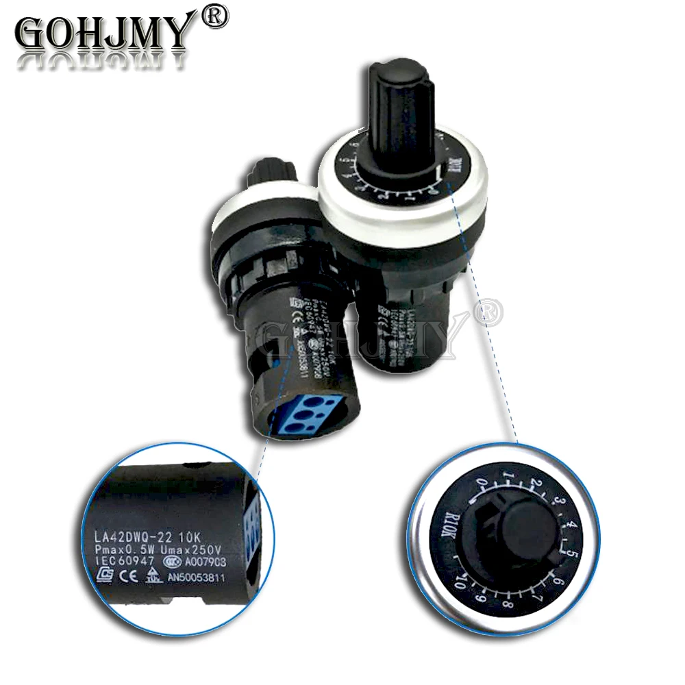 LA42DWQ-22 1K 2K 5K 10K 20K 50K 100K 200K 22mm Diameter Pots Rotary Potentiometer Converter Governor Inverter Resistance Switch