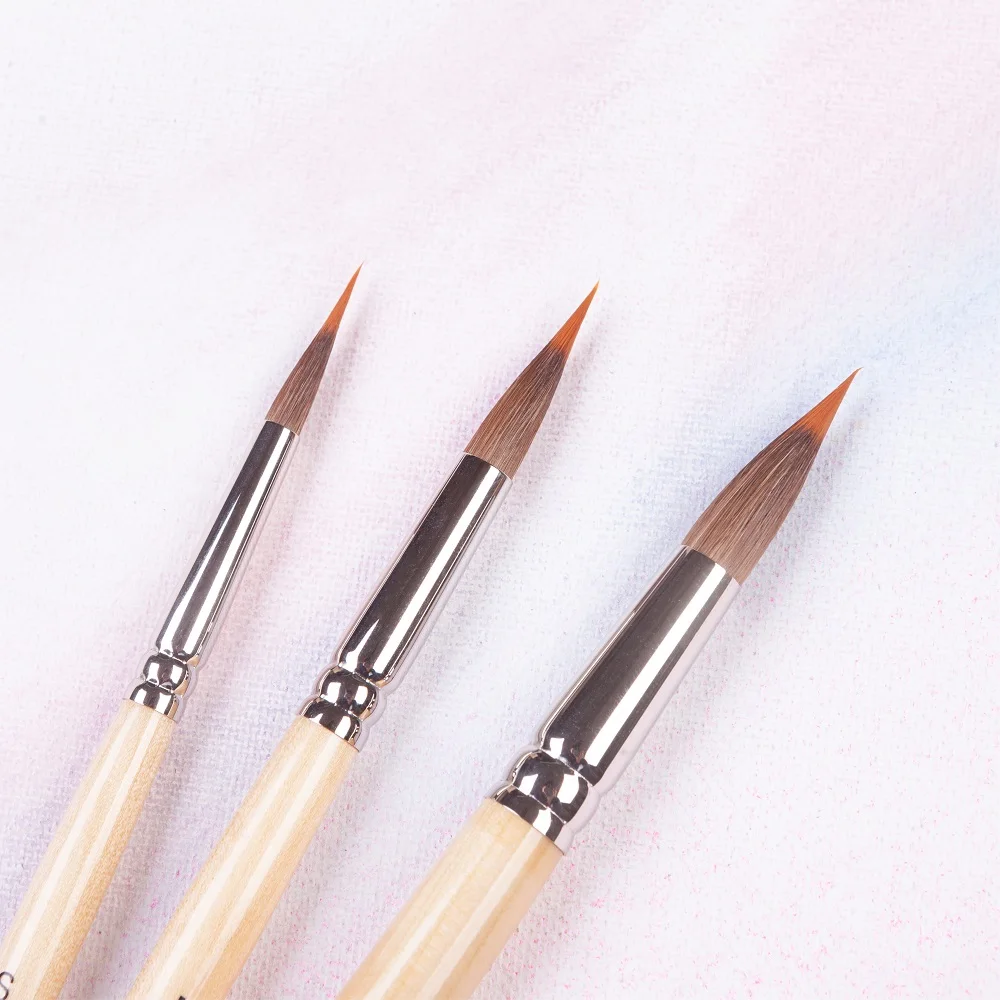 ArtSecret Watercolor Paint Brush BW-216 #2108 Sharp Tip Liner for Detail Wooden Handle Anti-Drop Hair Acrylic Art Tool Supplies