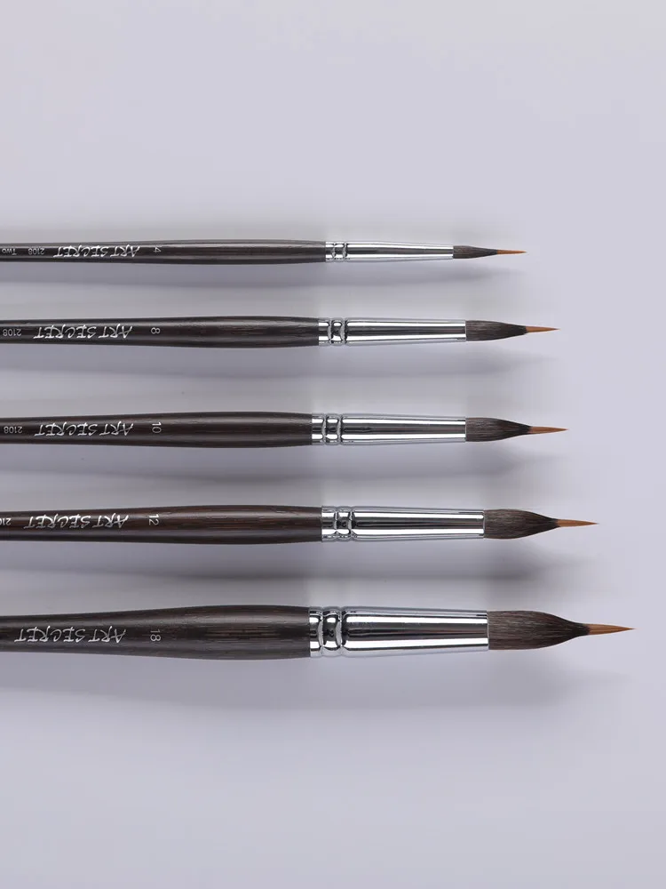 ArtSecret Watercolor Paint Brush BW-216 #2108 Sharp Tip Liner for Detail Wooden Handle Anti-Drop Hair Acrylic Art Tool Supplies