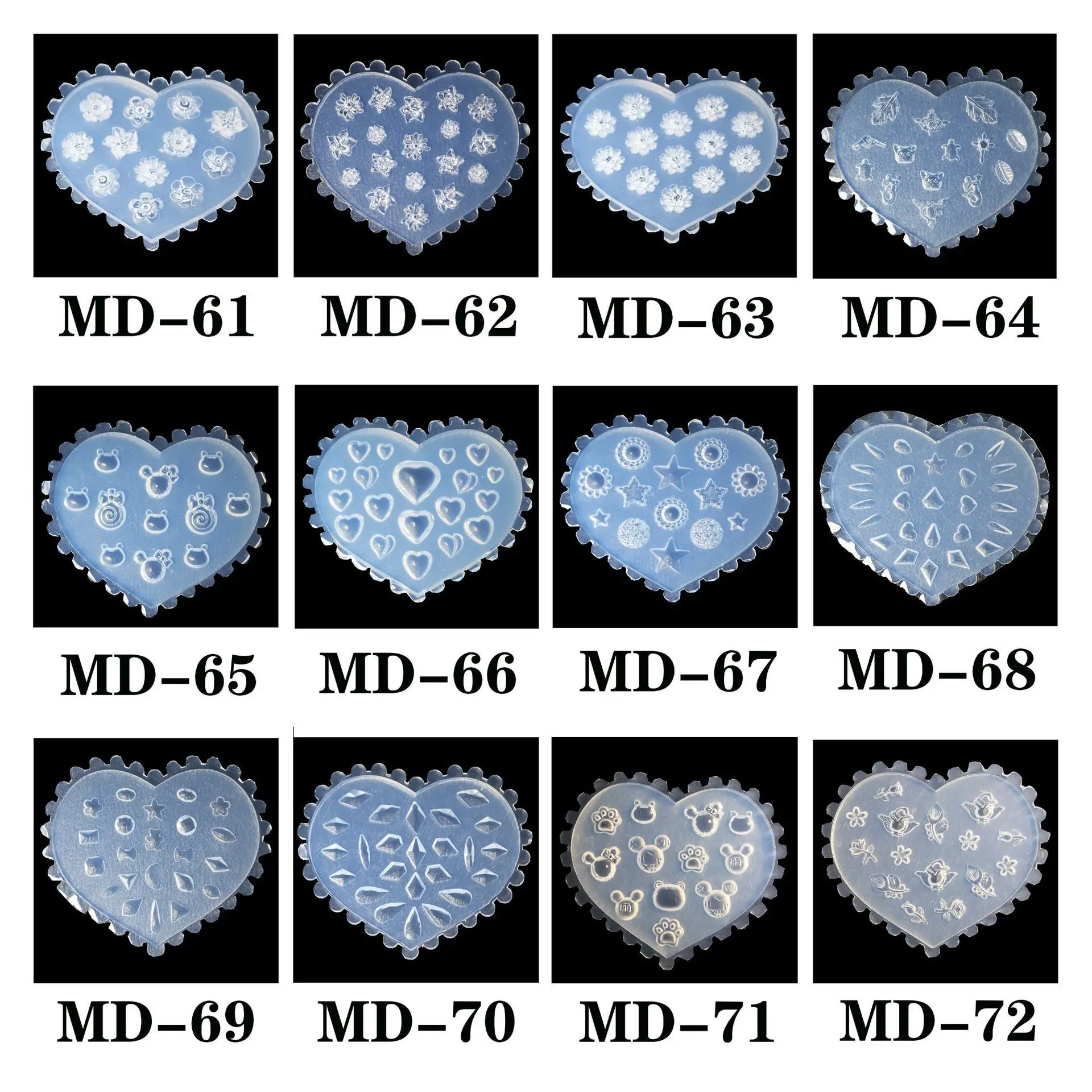 1pc MD01-66 Flower Rose Bowknot Bat Butterfly 3D Acrylic Nail Mold Nail Art Decorations DIY Silicone Nail Art