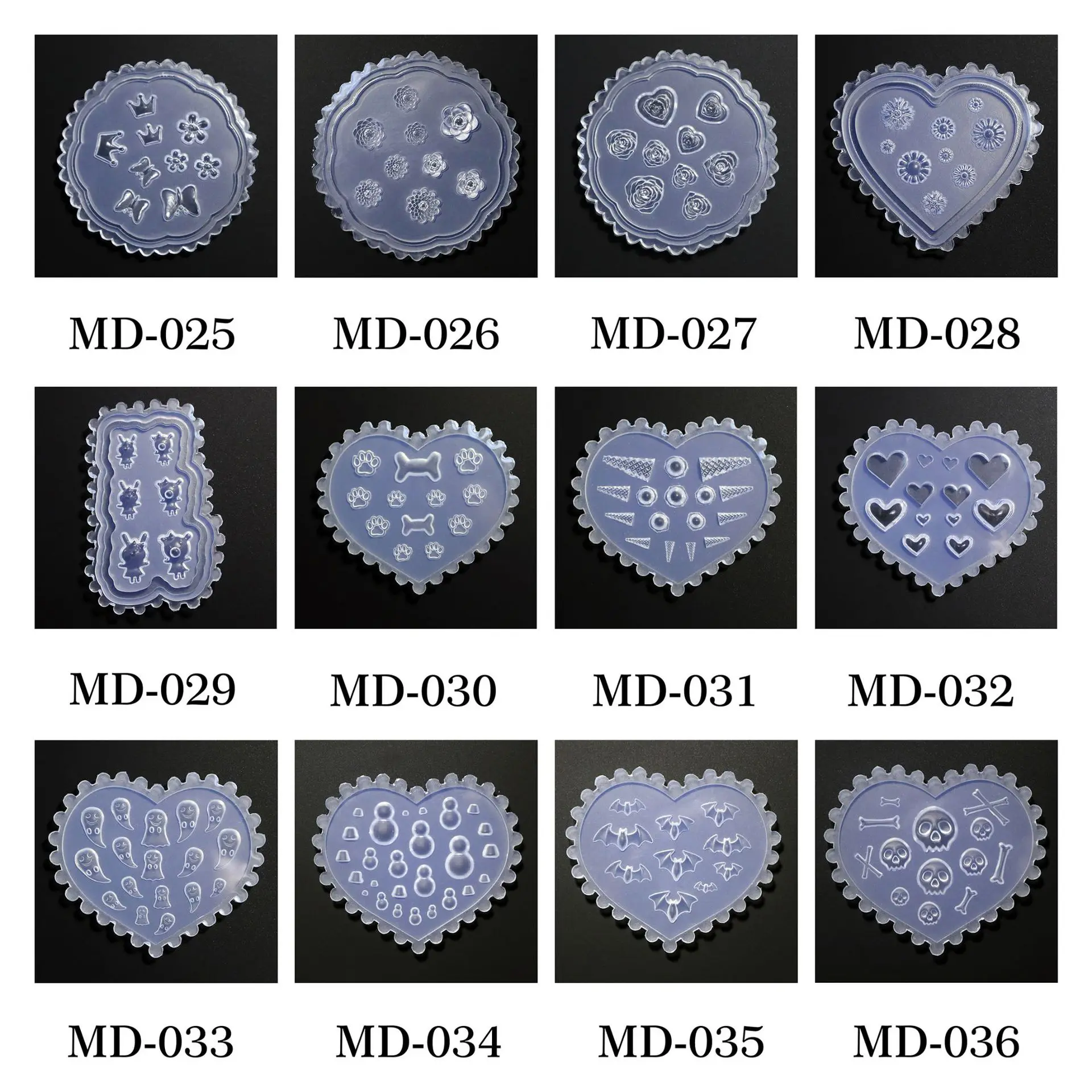 1pc MD01-66 Flower Rose Bowknot Bat Butterfly 3D Acrylic Nail Mold Nail Art Decorations DIY Silicone Nail Art