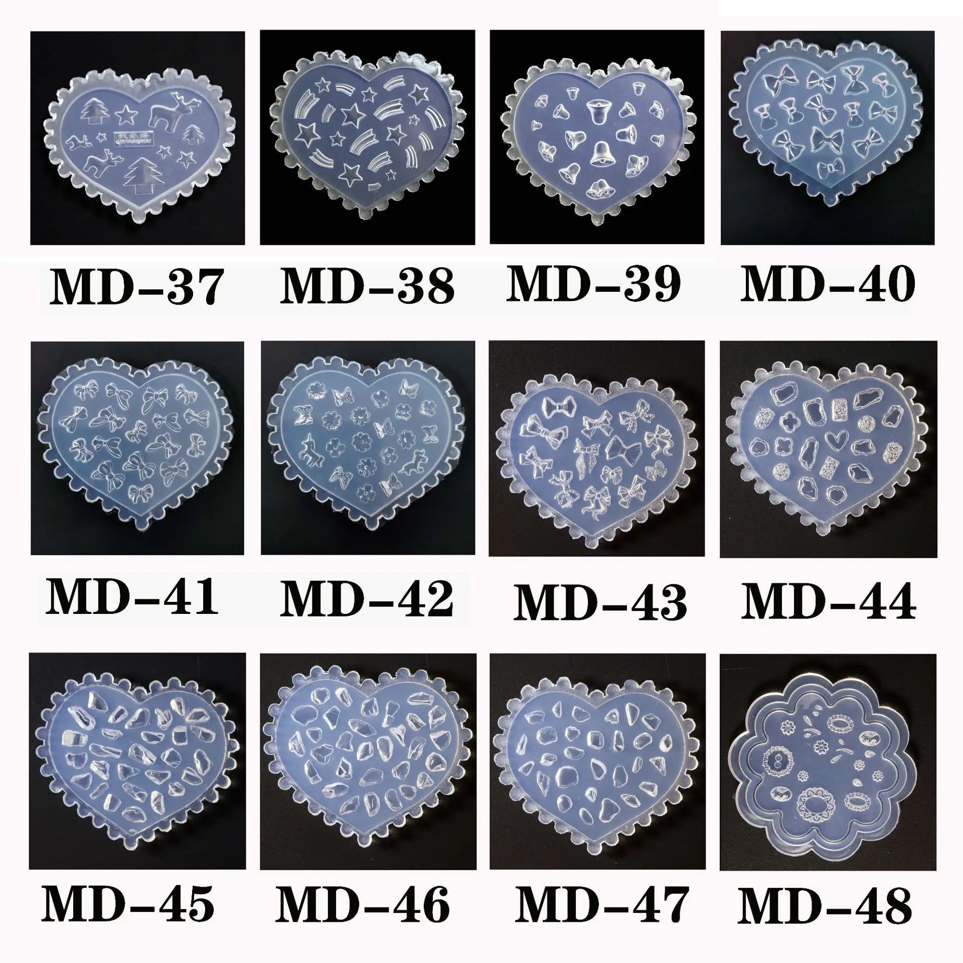 1pc MD01-66 Flower Rose Bowknot Bat Butterfly 3D Acrylic Nail Mold Nail Art Decorations DIY Silicone Nail Art