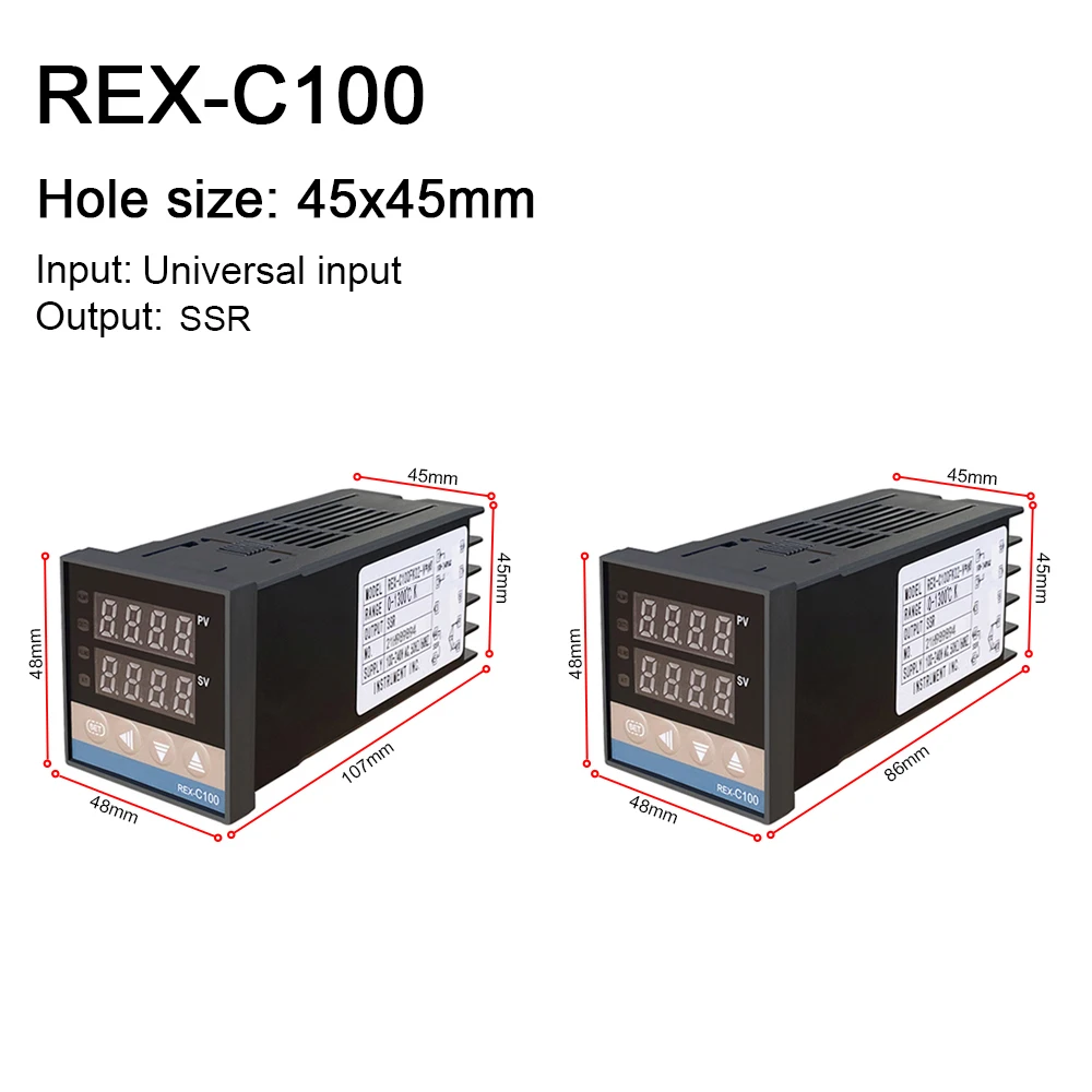 REX-C100 Digital RKC PID Thermostat Temperature Controller digital REX-C100/ 40A SSR Relay/K Thermocouple Probe/heat sink