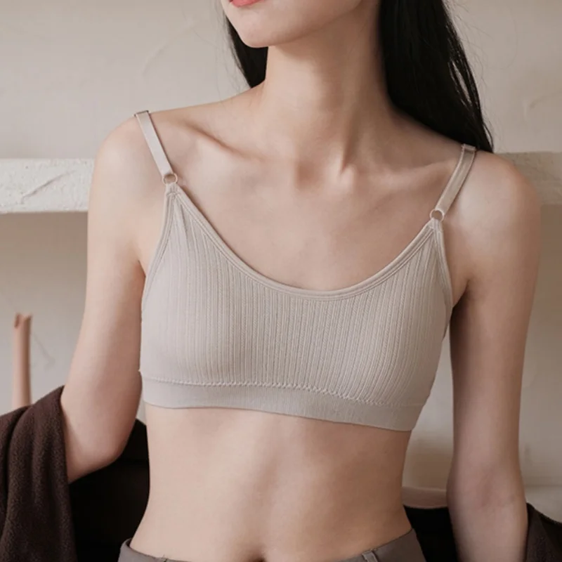 Women Padded Bra And Panties Set Wire Free Seamless Bra Sexy High Waist Thongs Underwear Sports Brassiere Female Lingerie Set