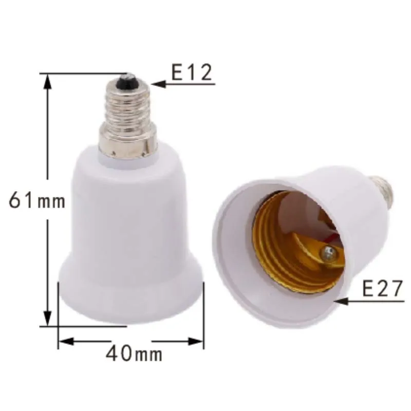 2PCS E12 to E27 Led Lighting Lamp Holder Converter Screw Bulb Socket Adapter LED Saving Light Halogen Lamp Bases 3A 220V White