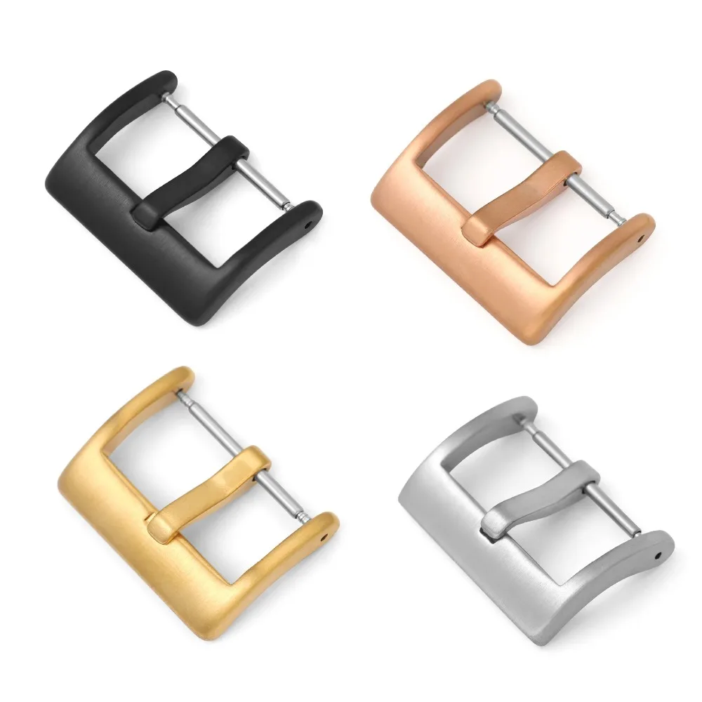 304Stainless Steel Strap Buckle Matte/Polished Solid Watch Band Buckle 16/18/20/22mm Leather Silicone Wristband Buckle with Pins