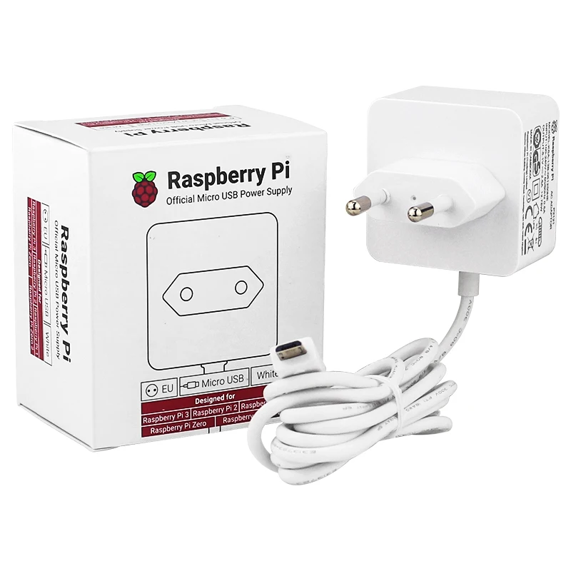 Raspberry Pi 12.5W Power Supply 5.1V 2.5A Micro USB Power Adapter 18AWG Cable for Raspberry Pi 3B+ 3B Zero 2 W EU US UK Plug