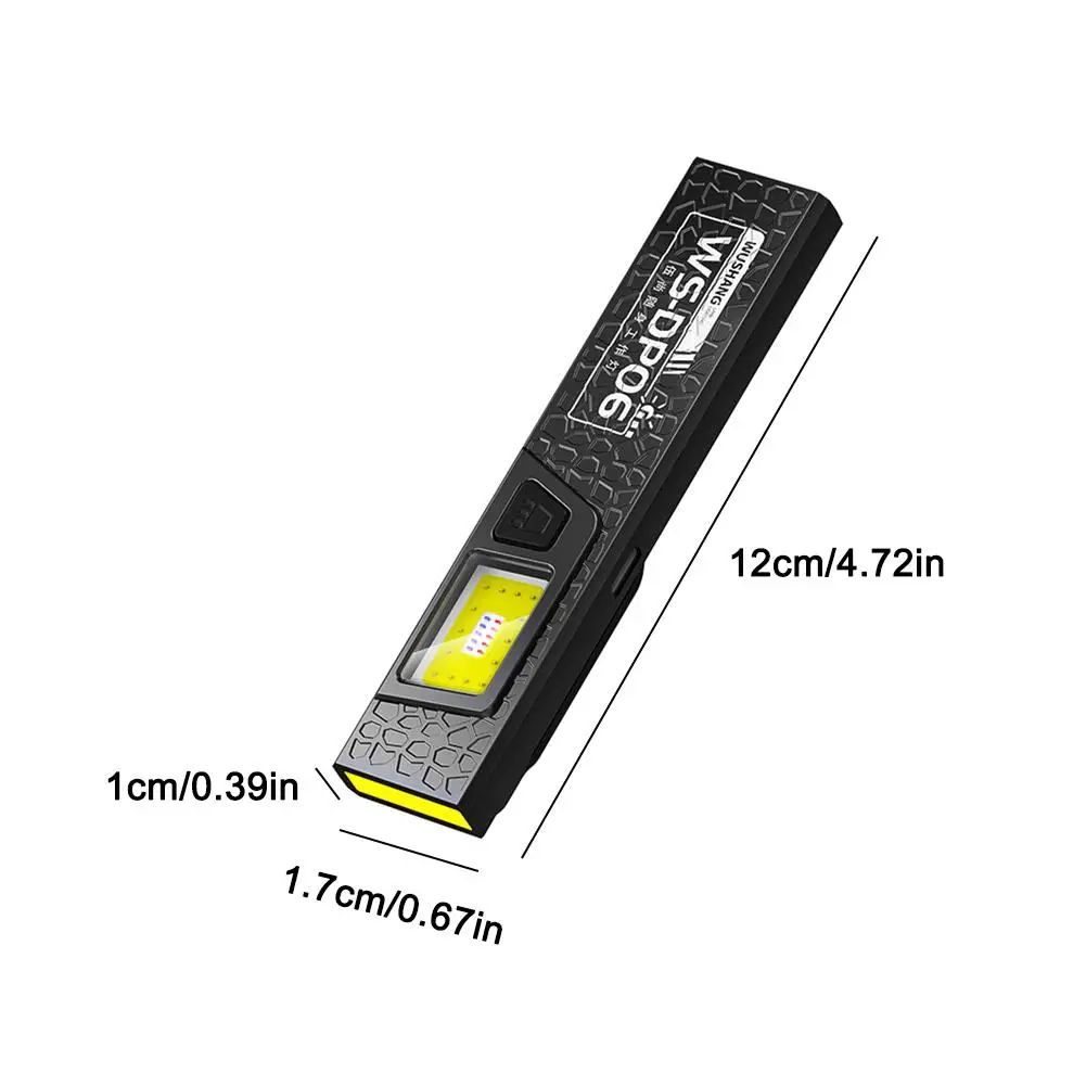 LED COB Flashlight Type C Rechargeable 600LM Portable Mini Torch Pocket Lantern Flood Work Light With Magnet For Emergency