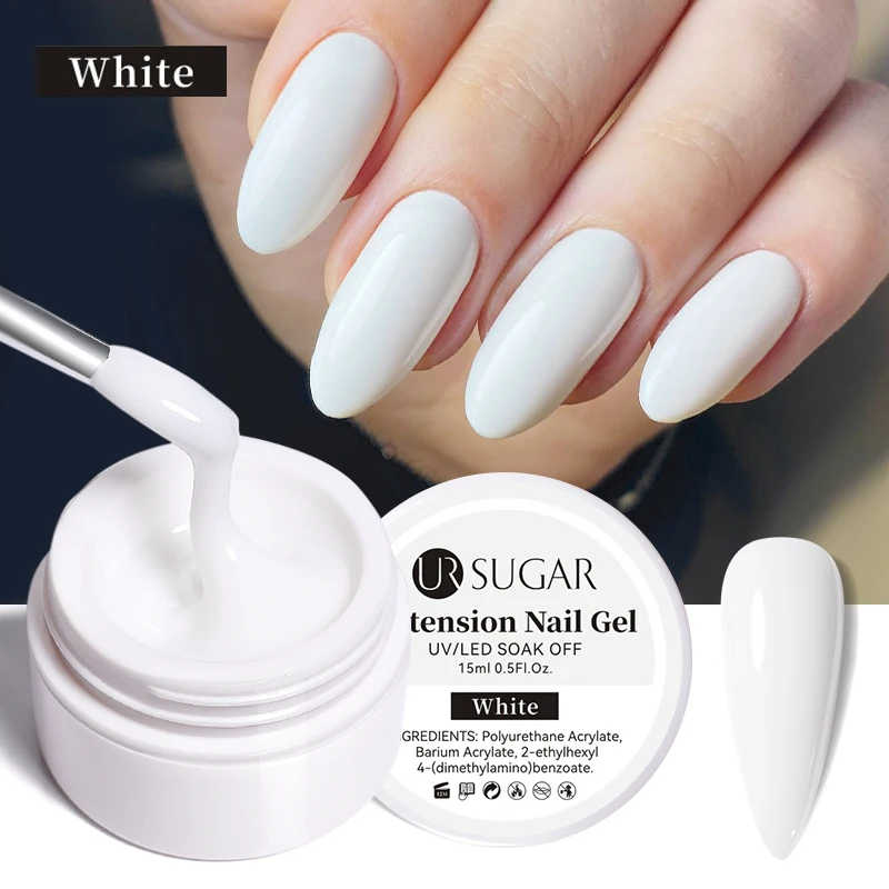UR SUGAR 6 IN 1 Extension Nail Gel 15ML Clear Quick Builder Nail Gel Semi Permanent Self-leveling UV Construction Gel Soak Off