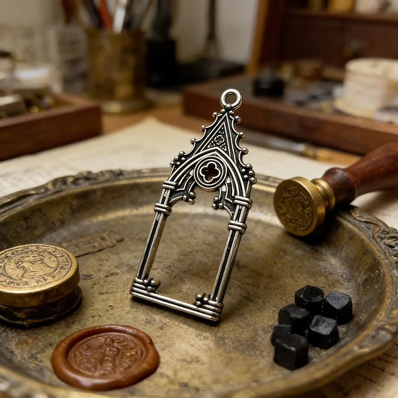 3pcs 47*18mm Gothic Vintage Hollow Out Castle Church Pendant Decorative DIY Accessories