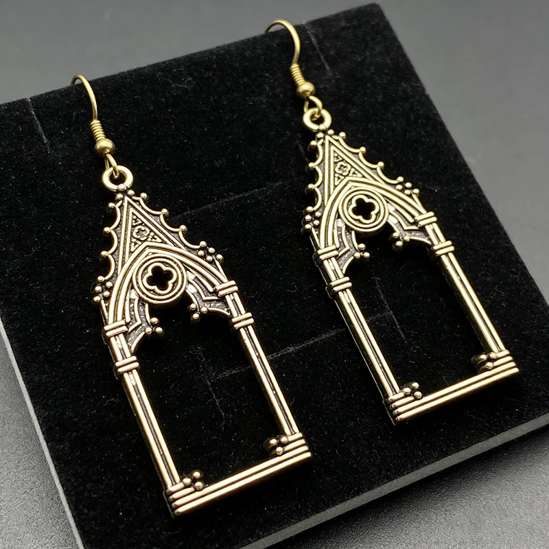 3pcs 47*18mm Gothic Vintage Hollow Out Castle Church Pendant Decorative DIY Accessories